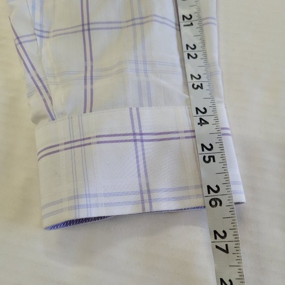 Egara Shirt Mens XXL Long Sleeve Button‎ Up Purple Windowpane Contrast Cuff - Picture 10 of 11